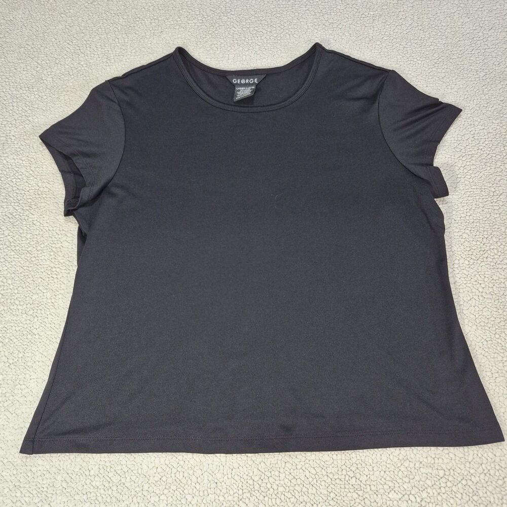 George Women's Black T-Shirt Size XL Short Sleeve Scoop Neck Plus Casual Basic
